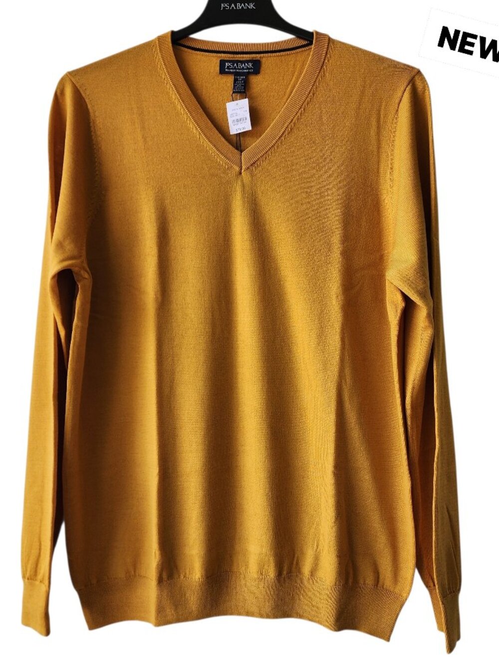 3XLT Sweater Mustard Goldenrod Merino Wool Blend New Nwt Jos A Bank Traveler Man